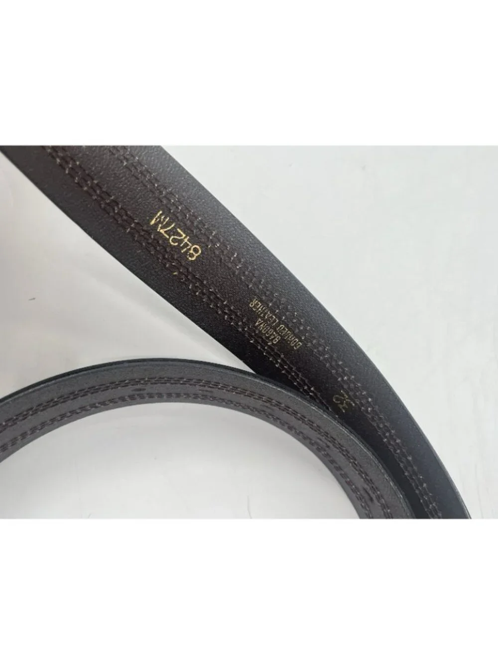 Vtg Tex Tan Bonded Leather Belt Black Contrast Stitch Silver Buckle Sz 32